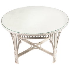 Custom Rattan Glass-top Bielecky Brothers Table