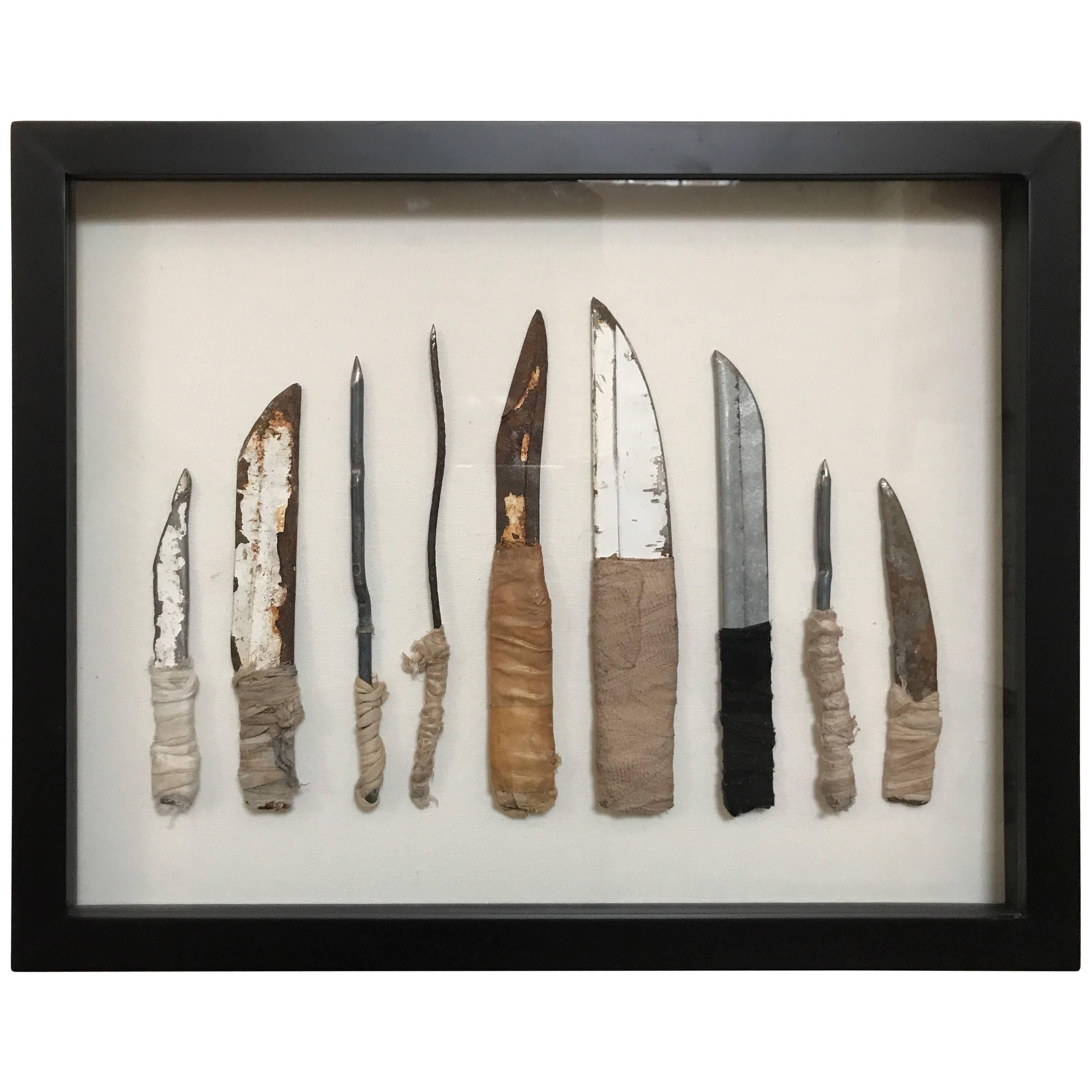 Collection of Late 19th-Early 20th Century Framed Prison Shivs