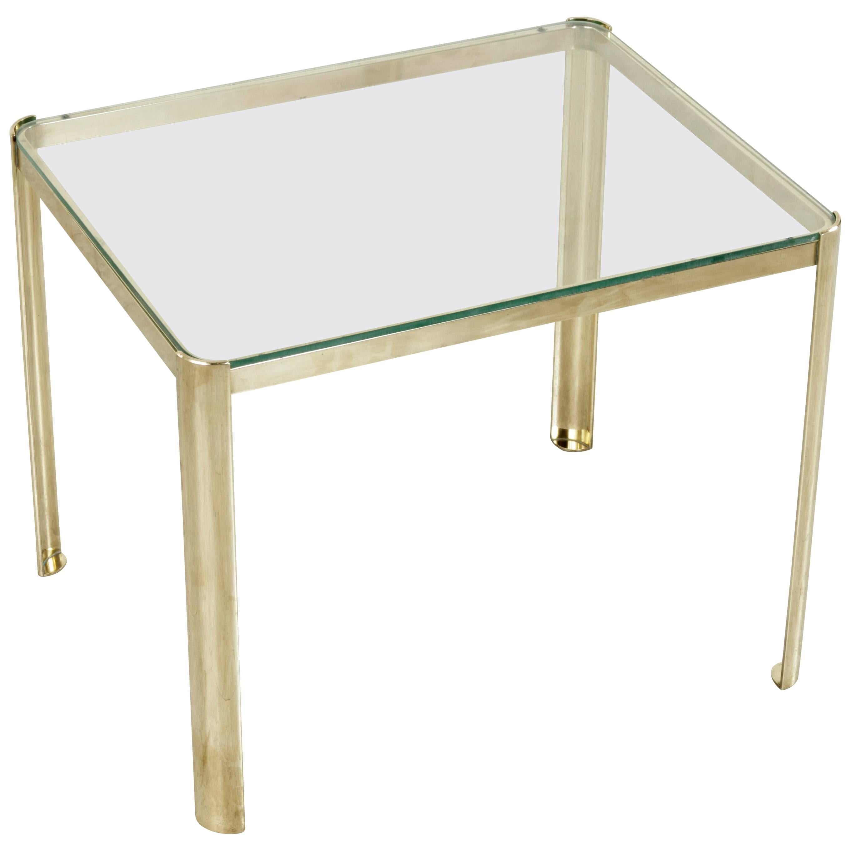 Midcentury French Bronze and Glass Side Table by Jacques Quinet for Broncz