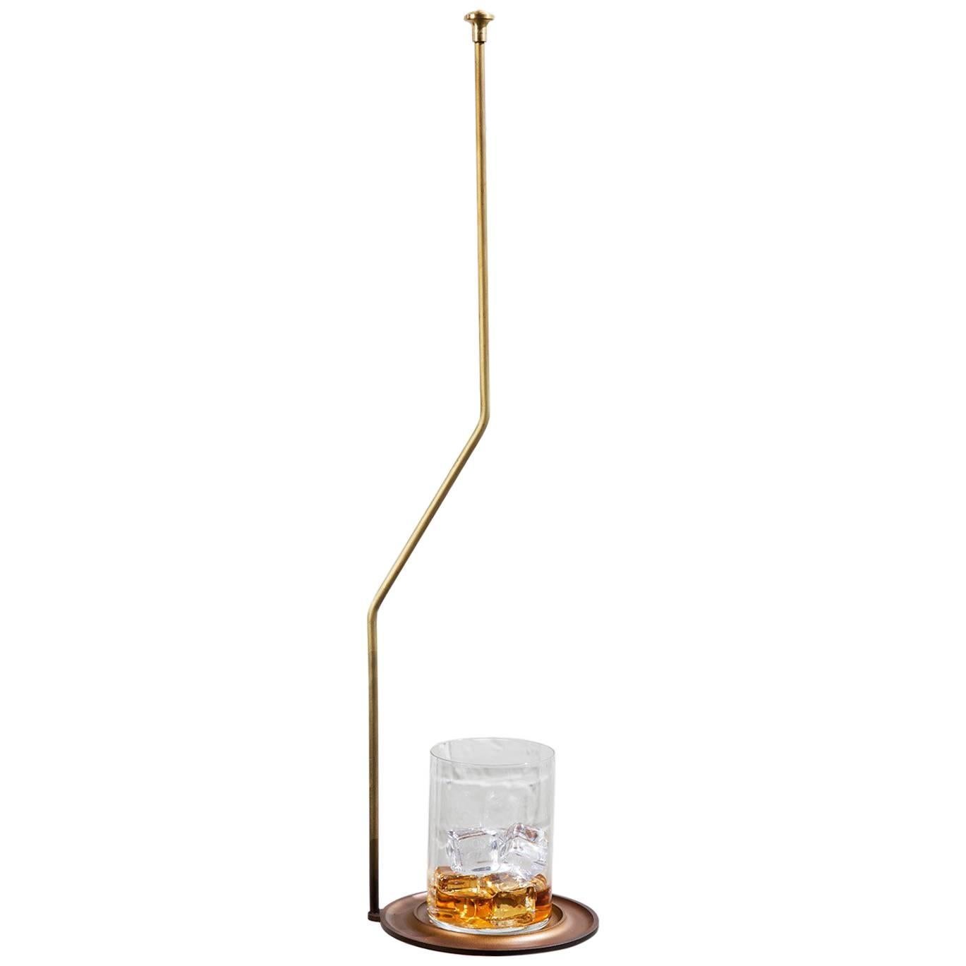 Swinging Drink Table in Hand-Rubbed Brass For Sale