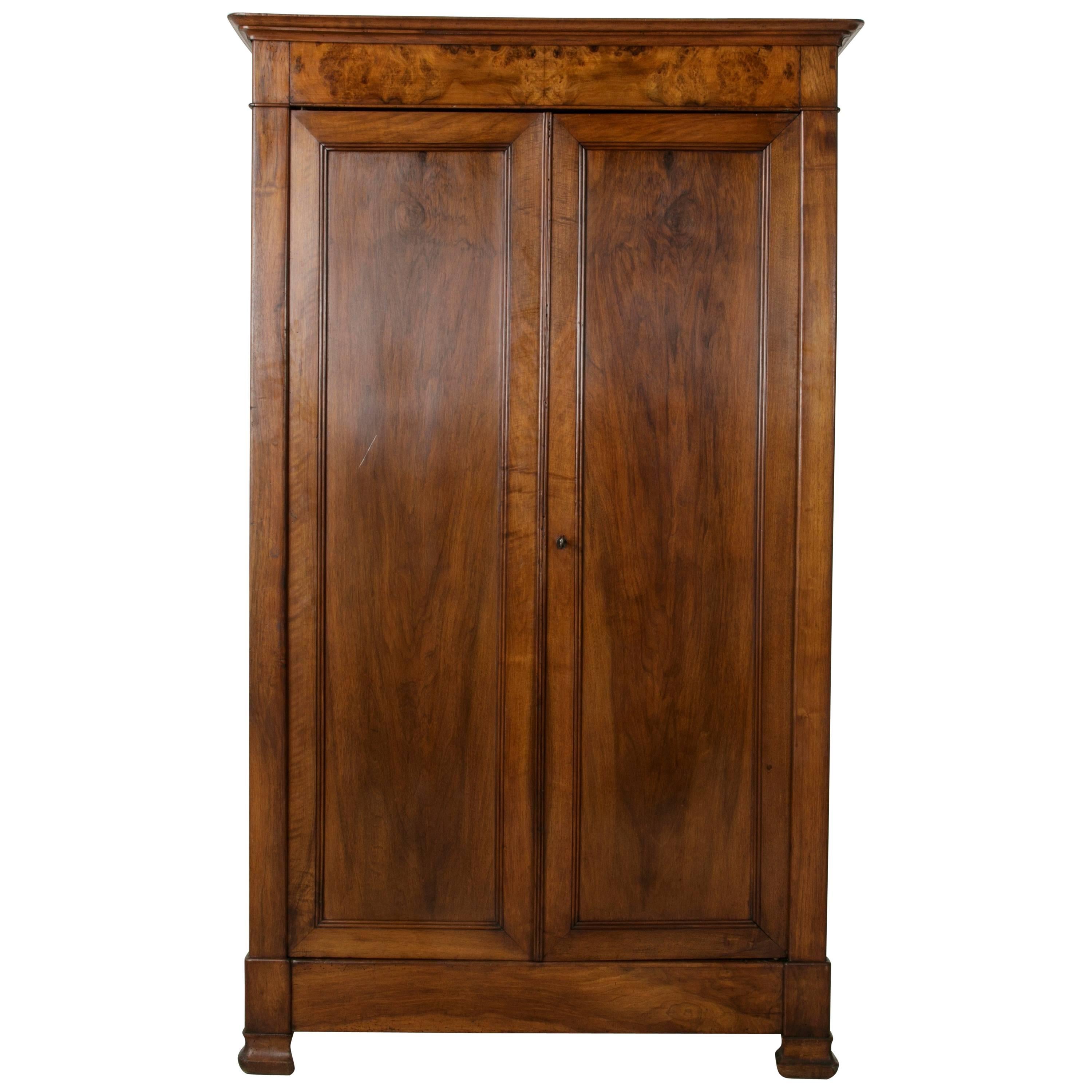 Small Scale Mid-19th Century French Louis Philippe Period Walnut Armoire