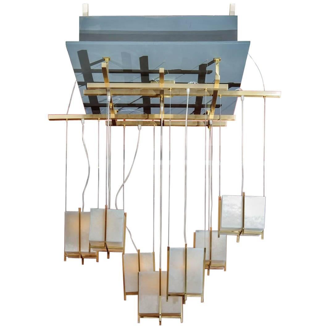 Chandelier with Alabaster Cubes at cost price. For Sale