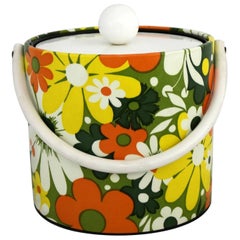 Mid-Century Modern Daisy Ice Bucket by Jack Frost Orange Green Yellow White