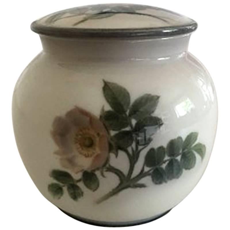 Bing & Grondahl Lidded Vase No. 367/445 with Rose Motif by Clara Nielsen For Sale