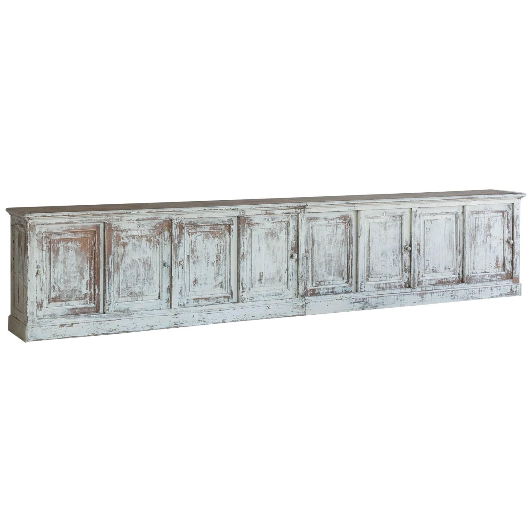 19th Century Antique White-Washed Sideboard