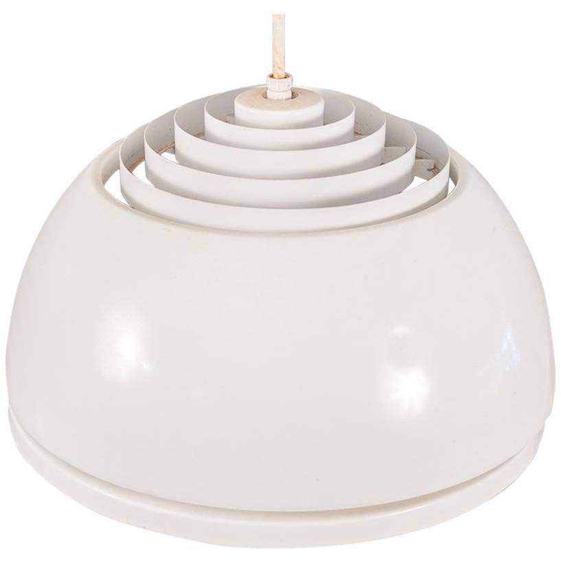 Louvered Lightolier White Dome Pendant Light For Sale