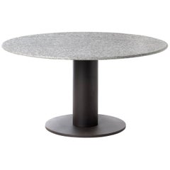 Roda Platter Round Dining Table for Outdoors in Stone or HPL with Steel Base