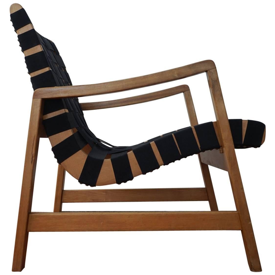 Early 1950s Strap Lounge Chair by Jens Risom for Knoll