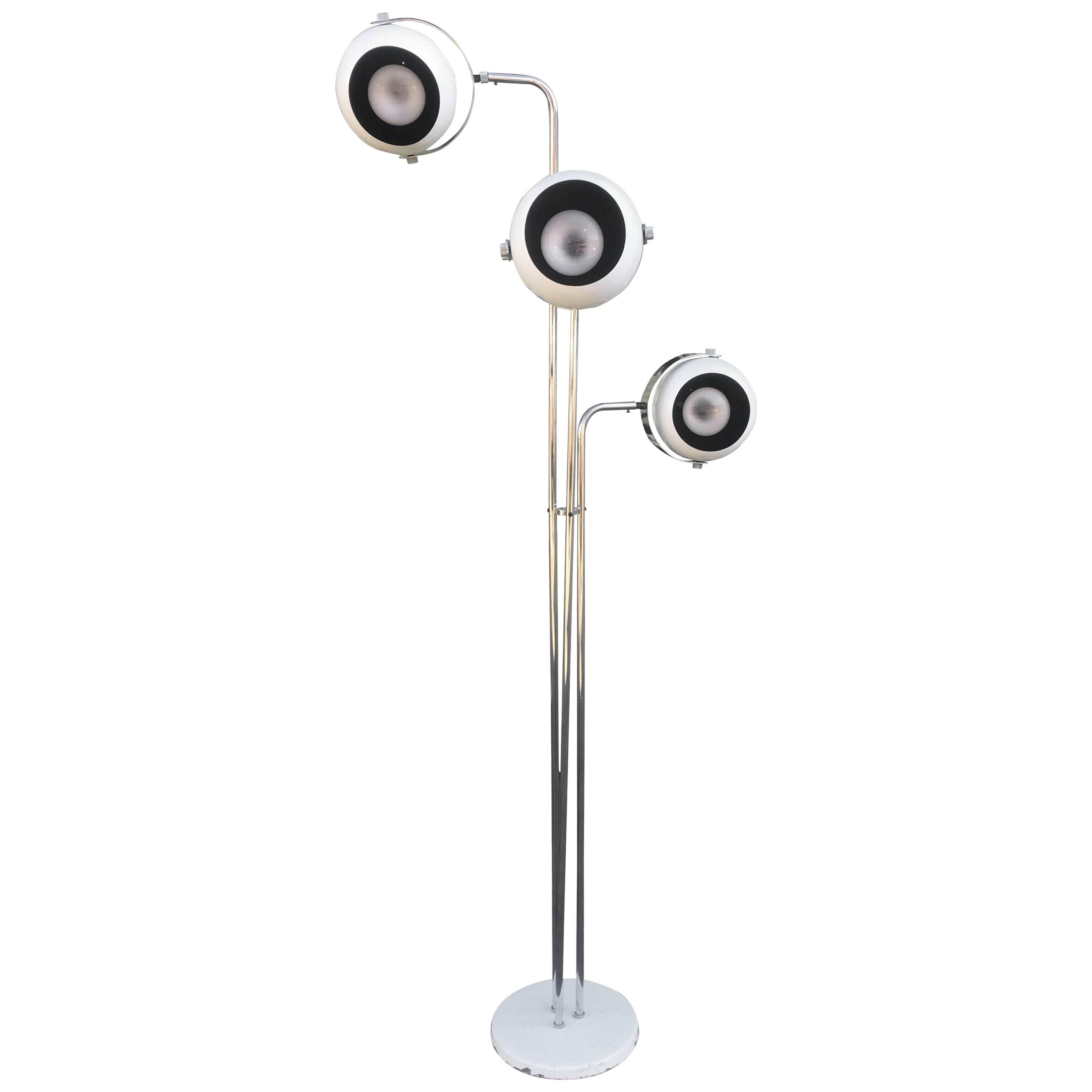 Rare lampadaire Atomic Three Eye de Robert Sonneman en vente
