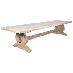 Monumental Bleached Oak French Provencal Monastery Trestle Table
