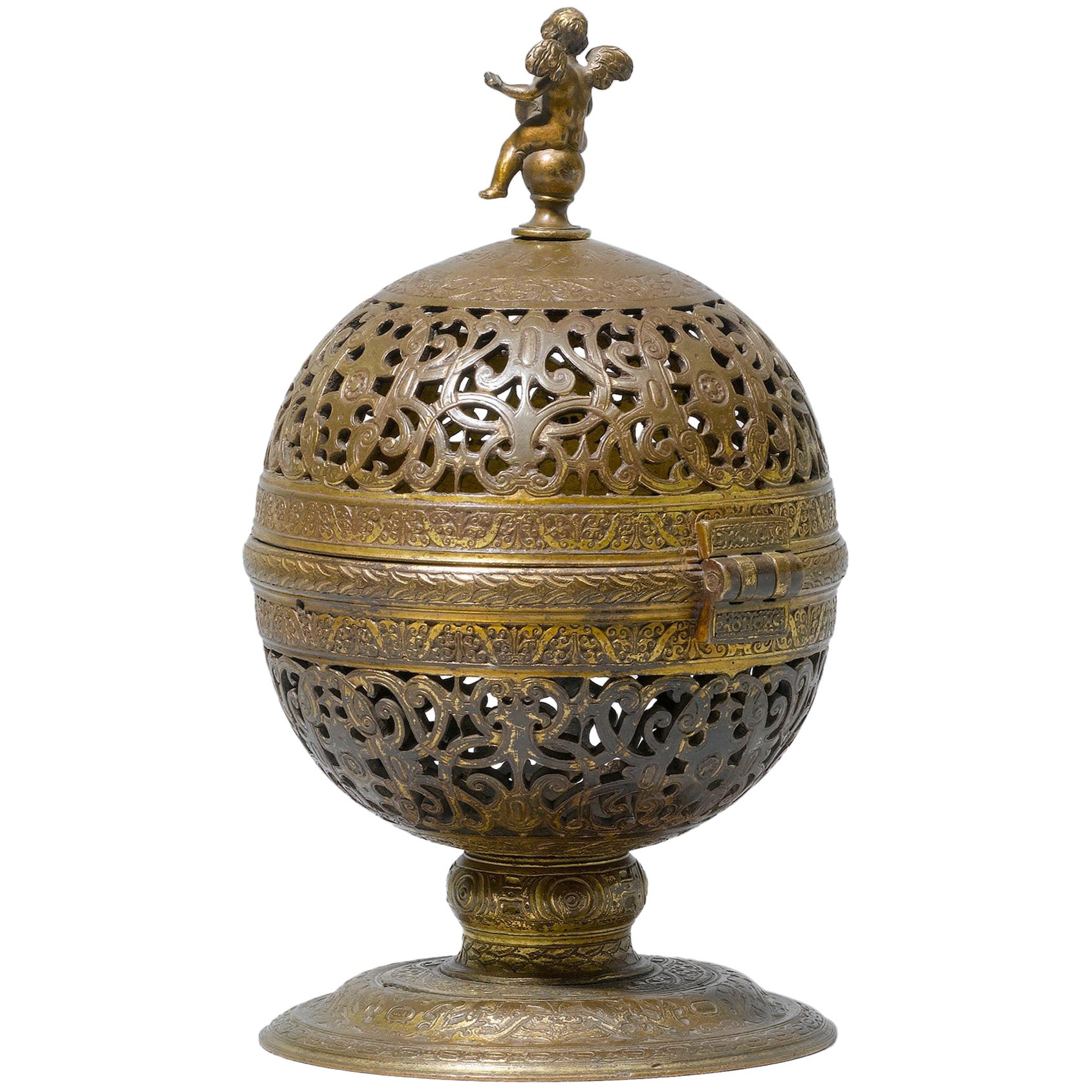 Elegant Tall Moroccan Polished Brass Incense Burner at 1stDibs