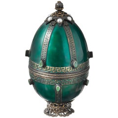 Vintage Russian Style Gemstone and Enamel Easter Egg