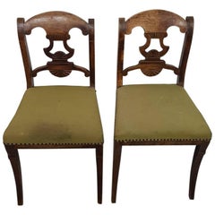 Antique Two Early 19th Century Soft Wooden Dining or Hall Chairs