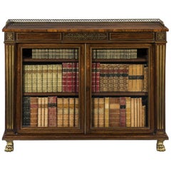 Early 19th Century Regency Period Rosewood and Brass Inlaid Dwarf Bookcase