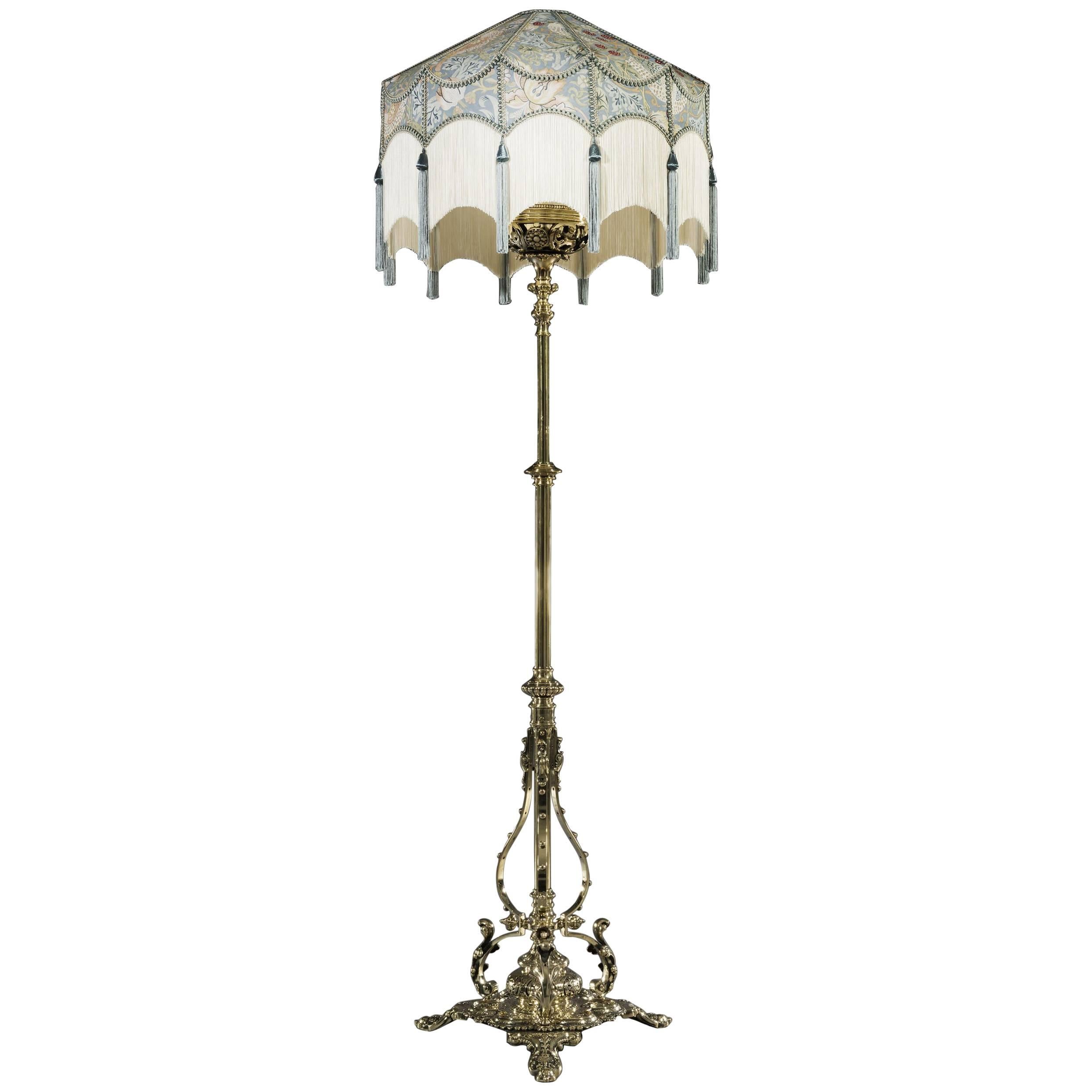 Victorian Period Extending Brass Oil Standard Lamp from the Aesthetic Movement