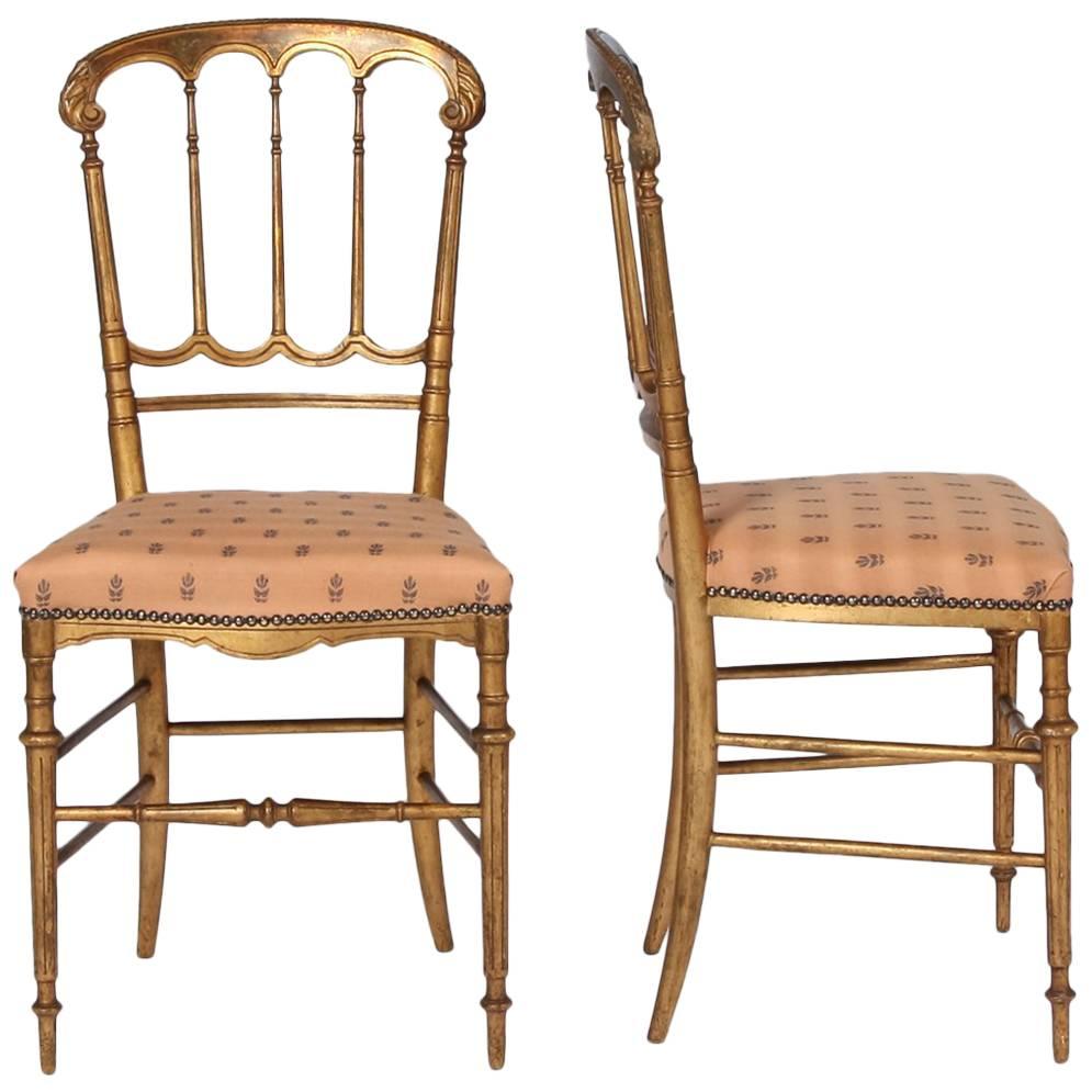 Pair of Giltwood Salon Chairs For Sale