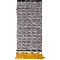Grey and Gold Handmade Crochet Cotton and Polyester Thick Luxurious Textile Rug