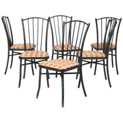 Set of Six Vintage French Metal Chairs