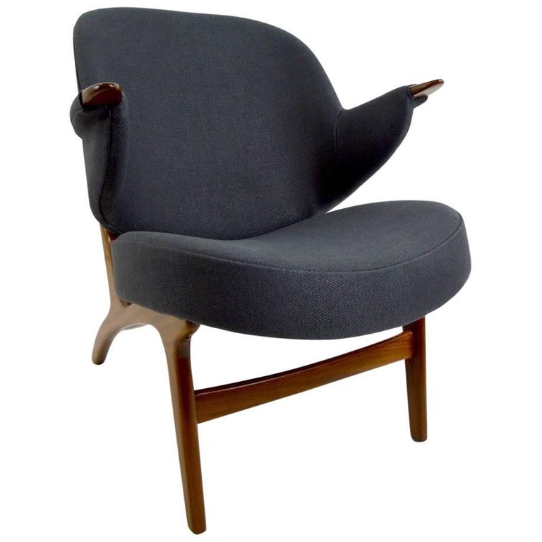 Danish Paddle Arm Lounge Chair Attributed to Poul Jessen at 1stDibs