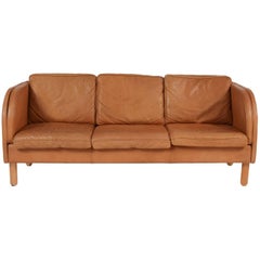 Vintage Tan Leather Sofa by Stouby