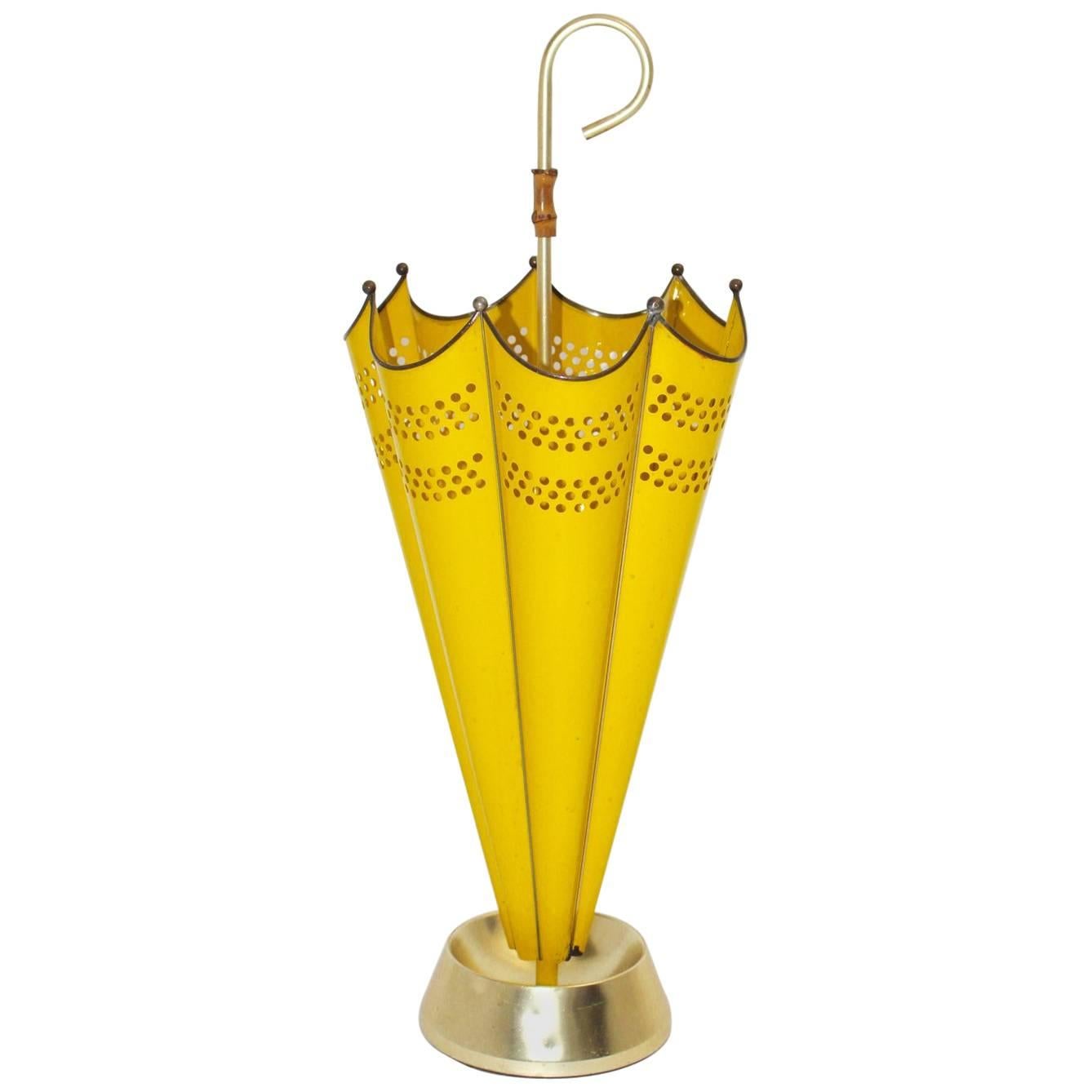 Mid Century Modern Vintage Yellow Umbrella Stand, 1950s, Italy