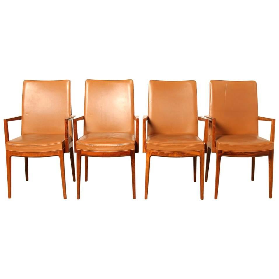 Casala Classic Modell in Leather and Rio-Rosewood, Set of Four For Sale