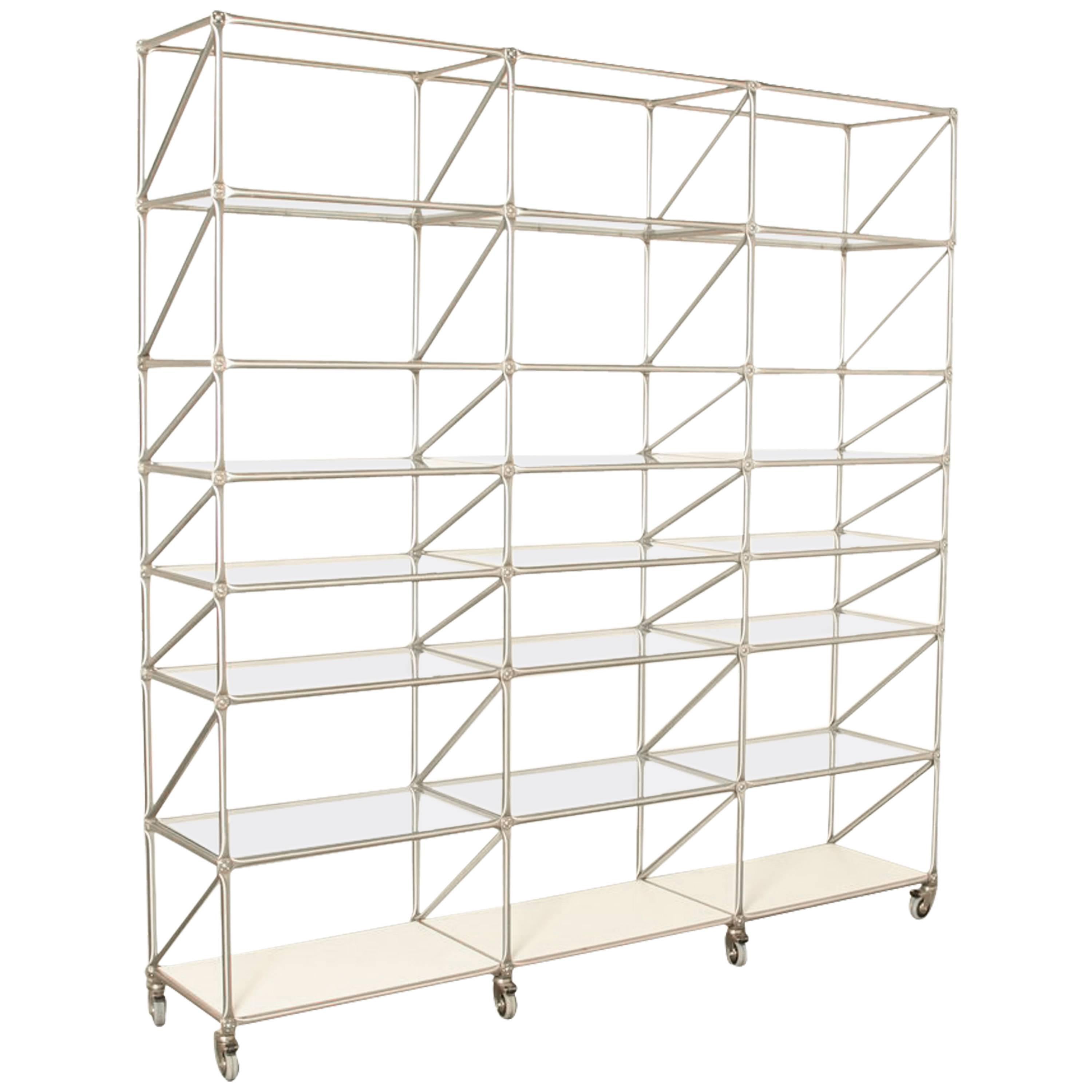 Regal Shelving Uint, Steel-Line by System 180, Wide with Glass Shelves