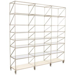 Regal Shelving Uint, Steel-Line by System 180, Wide with Glass Shelves