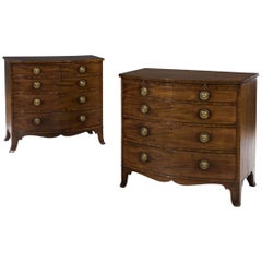Antique George III Period Pair of Identical 18th Century Mahogany Chests of Drawers