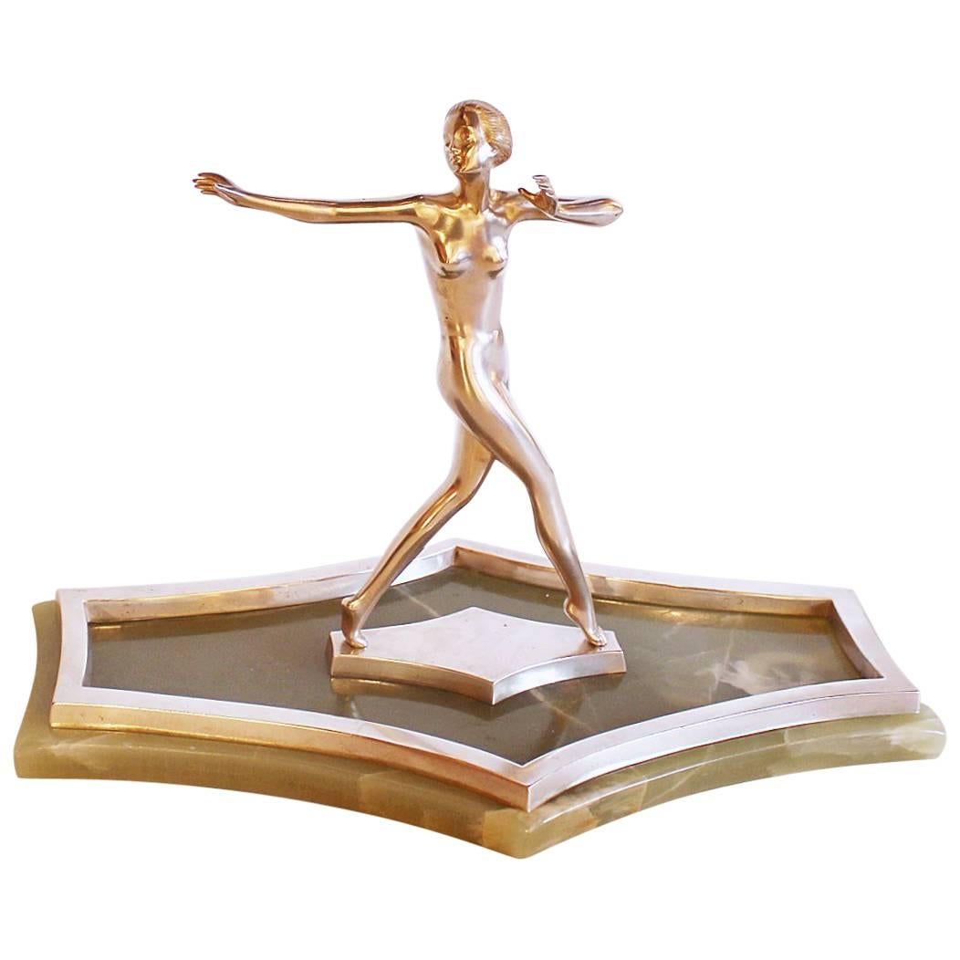 Art Deco Silvered Bronze Dancer