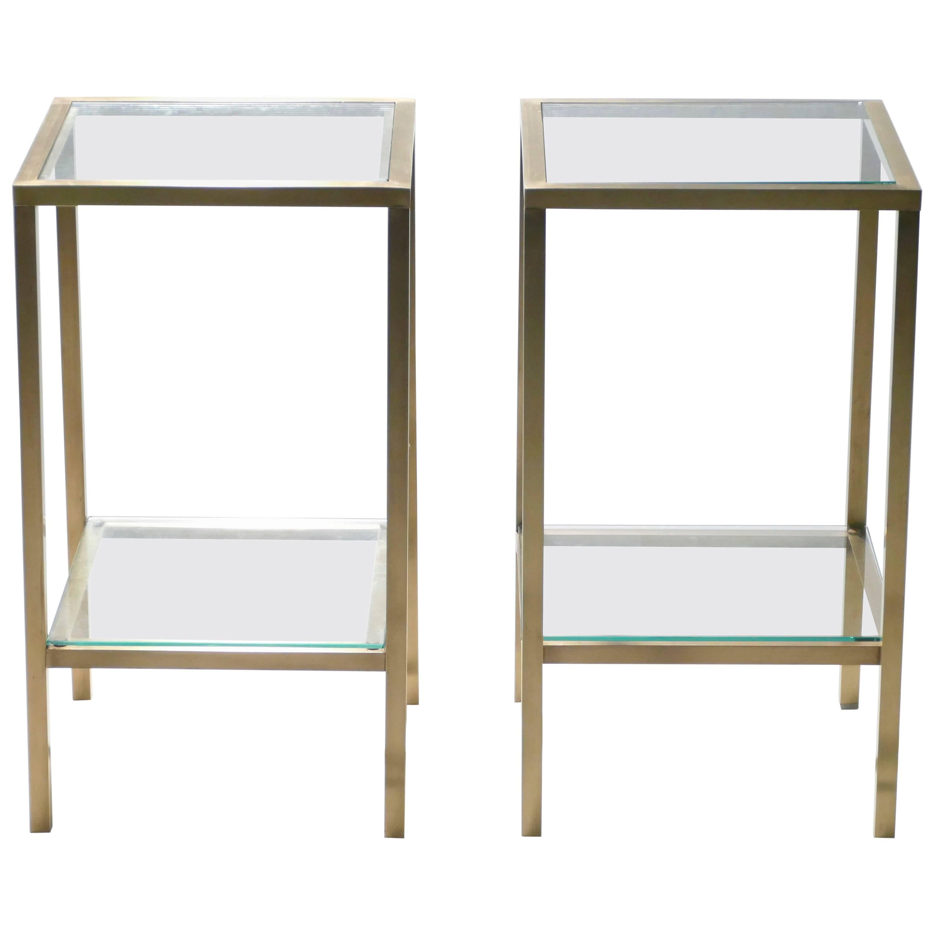 Pair of Brass Side Tables, 1970s