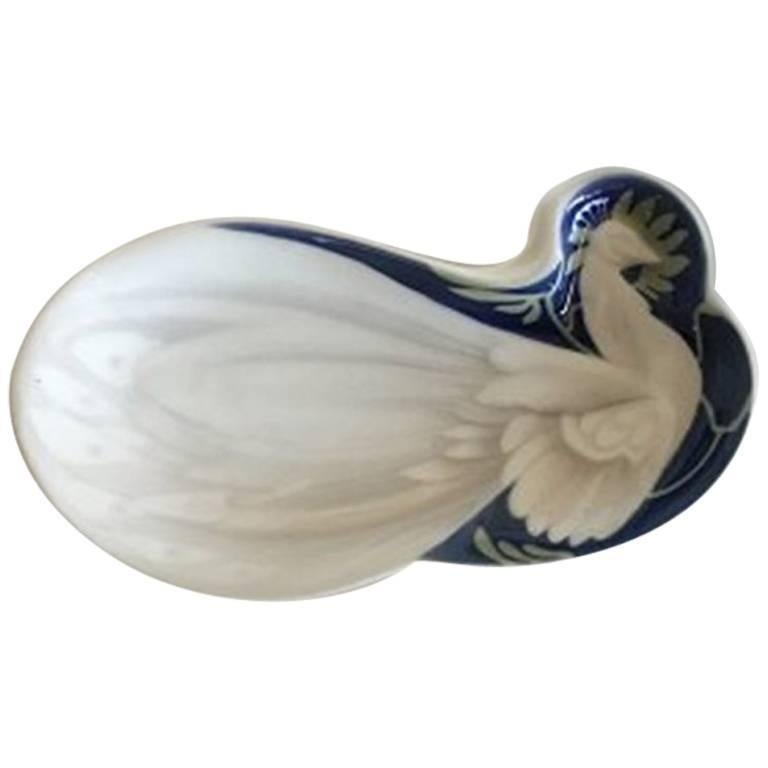 Bing & Grondahl Art Nouveau Peacock Dish by Ingeborg Skrydstrup #103 For Sale