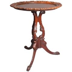 Carved Mahogany Acanthus Form Pie Crust Occasional Table, 20th Century