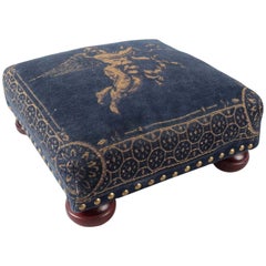 Vintage Victorian Style Cherub Tapestry Footstool on Ball Feet, 20th Century