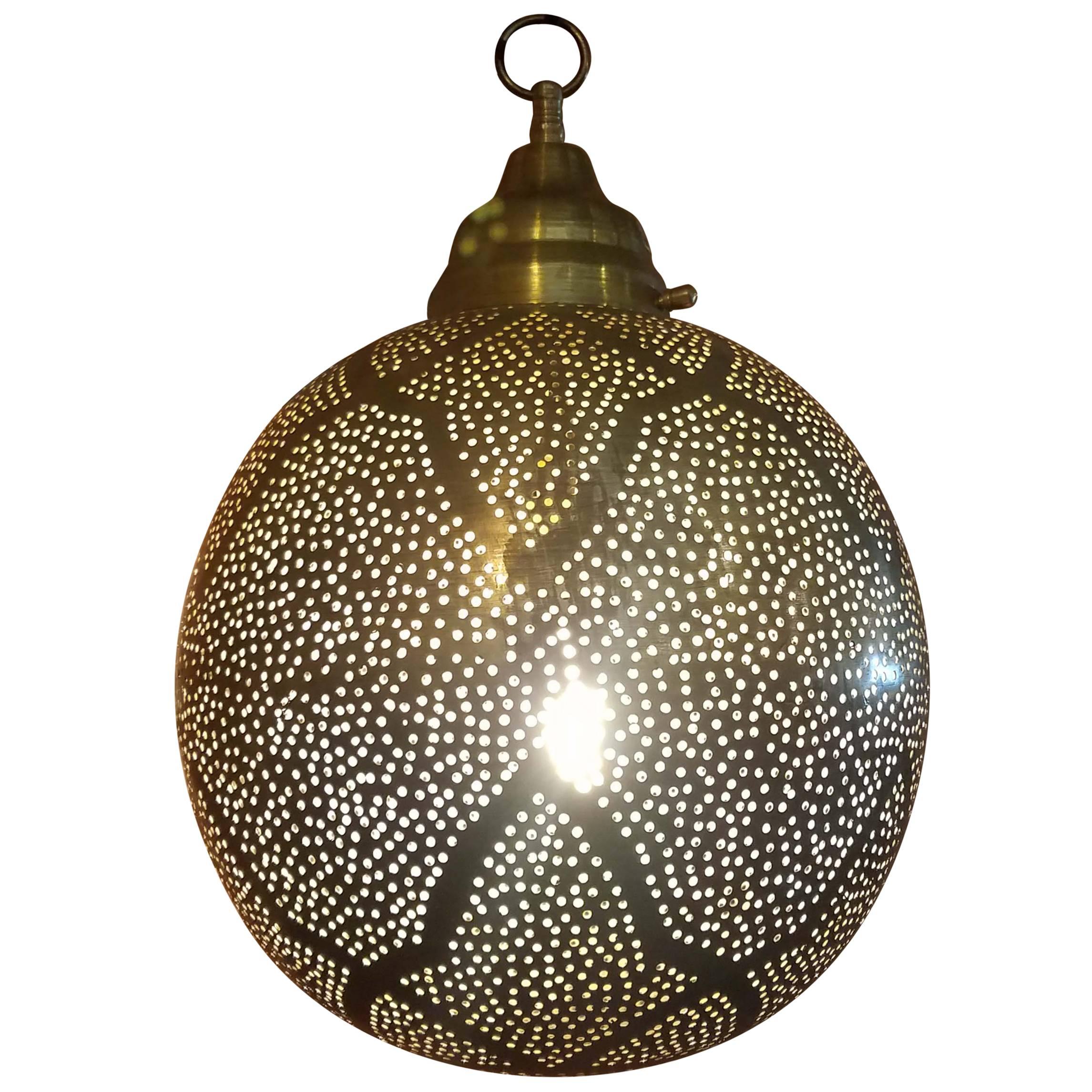 Moroccan Copper Wall or Ceiling Lamp or Lantern, Ball Shape For Sale
