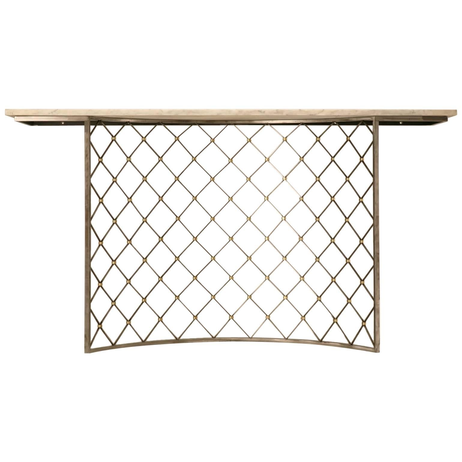 Custom Steel and Brass Console Table in Any Dimension from Old Plank Collection