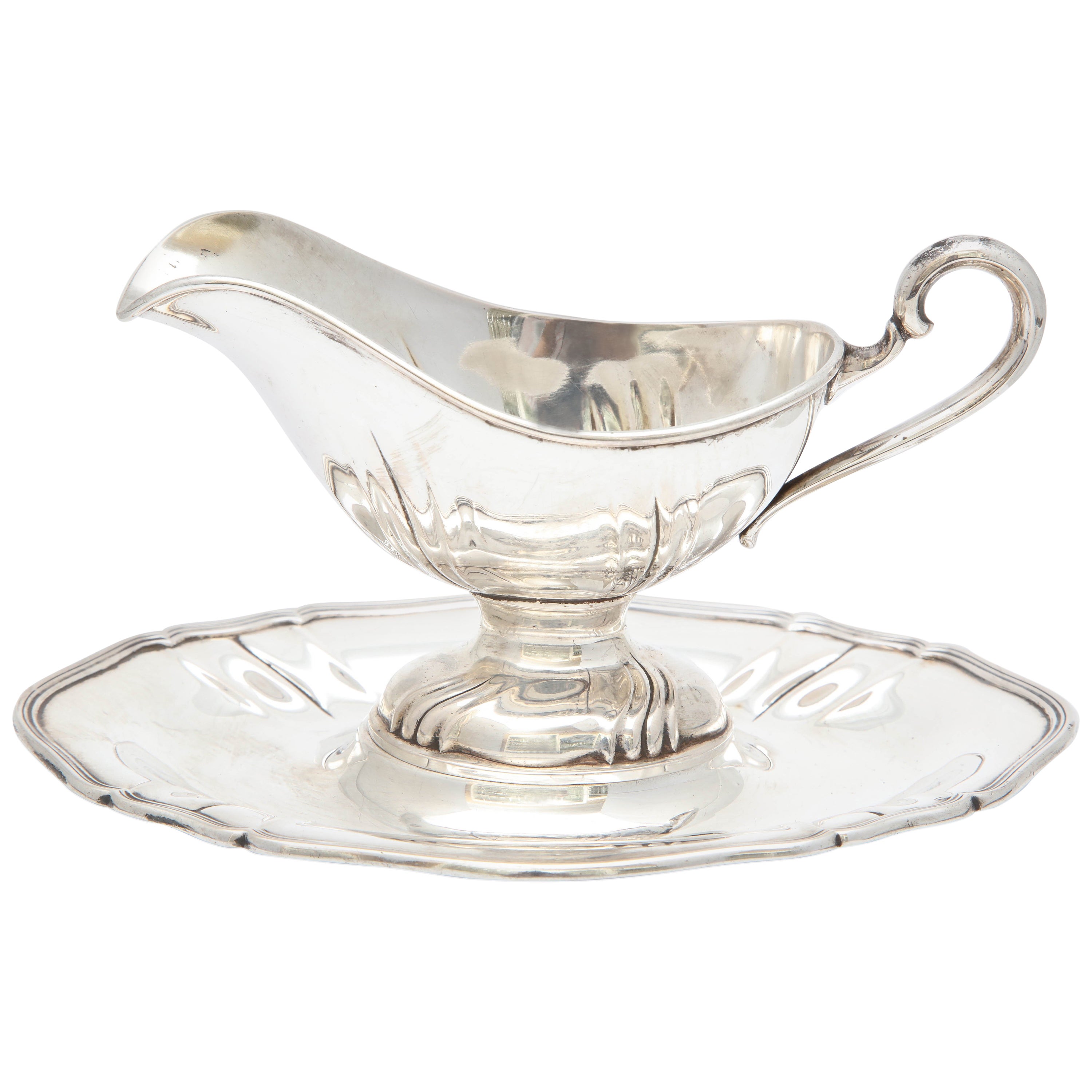 Antique European Silver Sauce Boat in 18th Century Style For Sale at