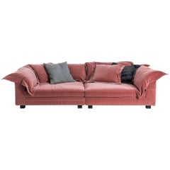 "Nebula Nine" Cotton Linen Leather & Velvet Covered Sofa by Moroso & Diesel