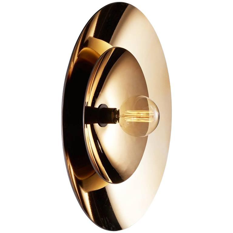 Zenith Double Glass Wall/Ceiling Light in Gold For Sale