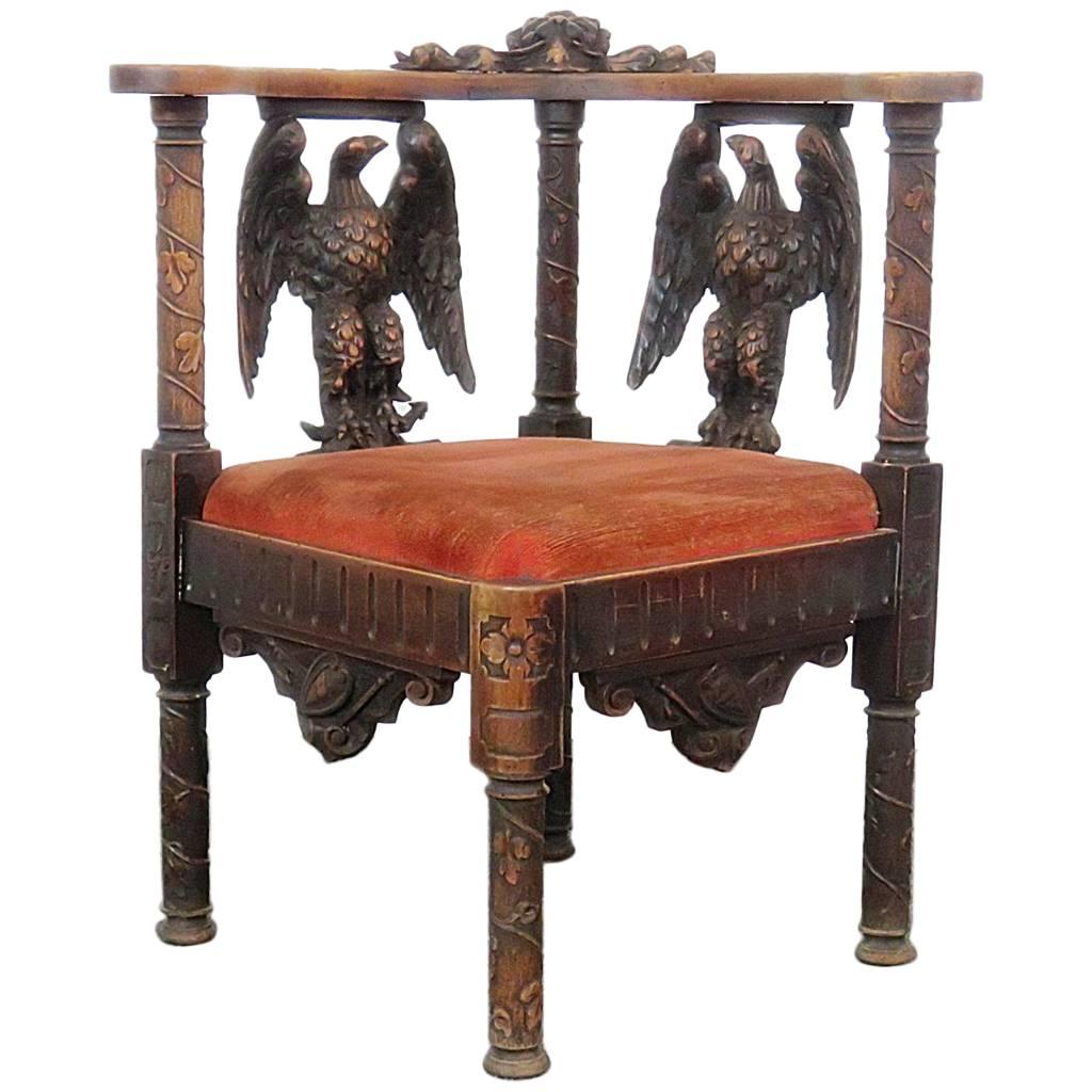 Carved Figural Corner Chair