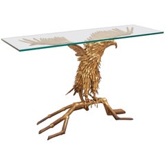 Eagle Brass Sculpture by Christian Techoueyres for Maison Jansen Console Table
