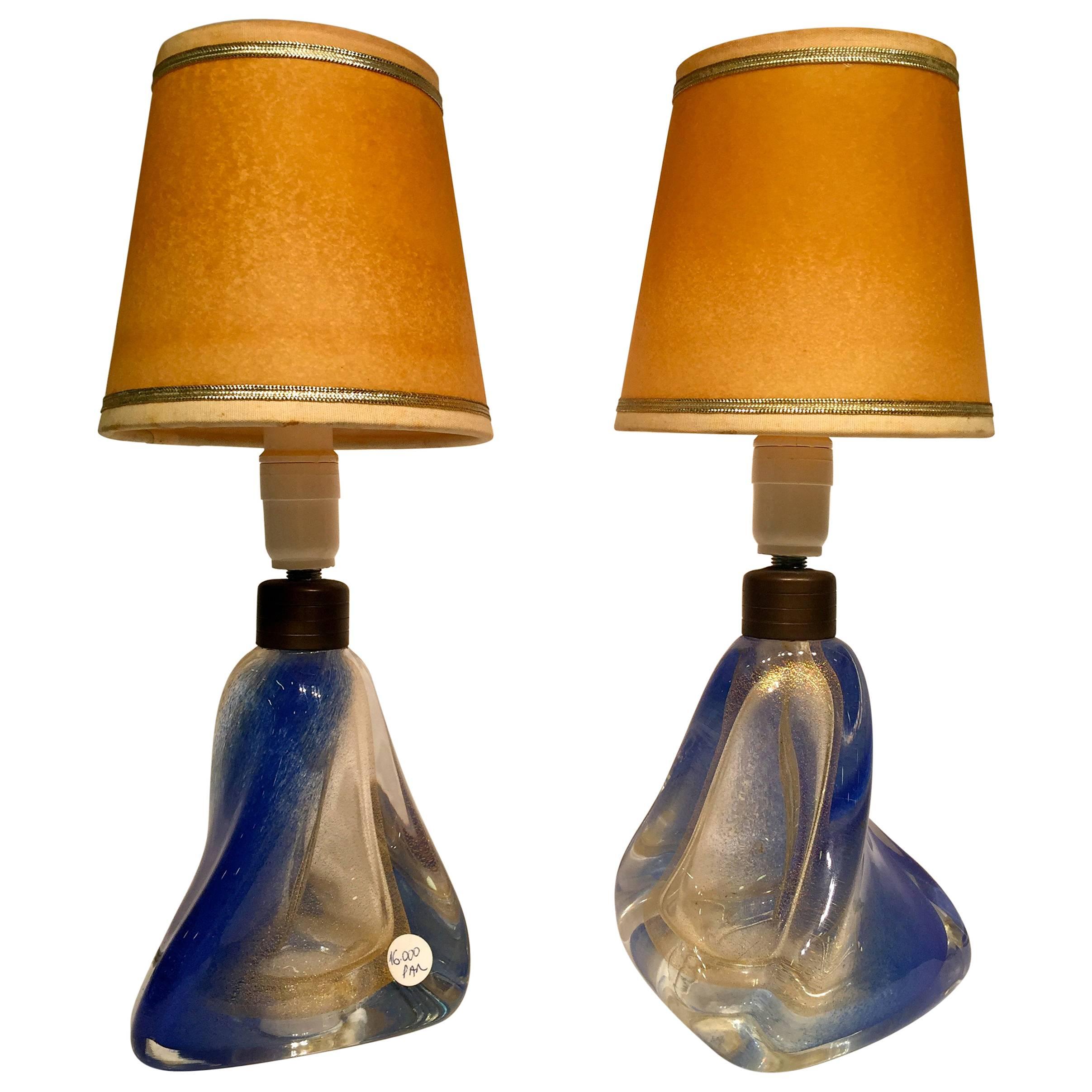 ARCHIMEDE SEGUSO Lamps in Artistic Blown Glass of Murano, "sfumato oro" For Sale