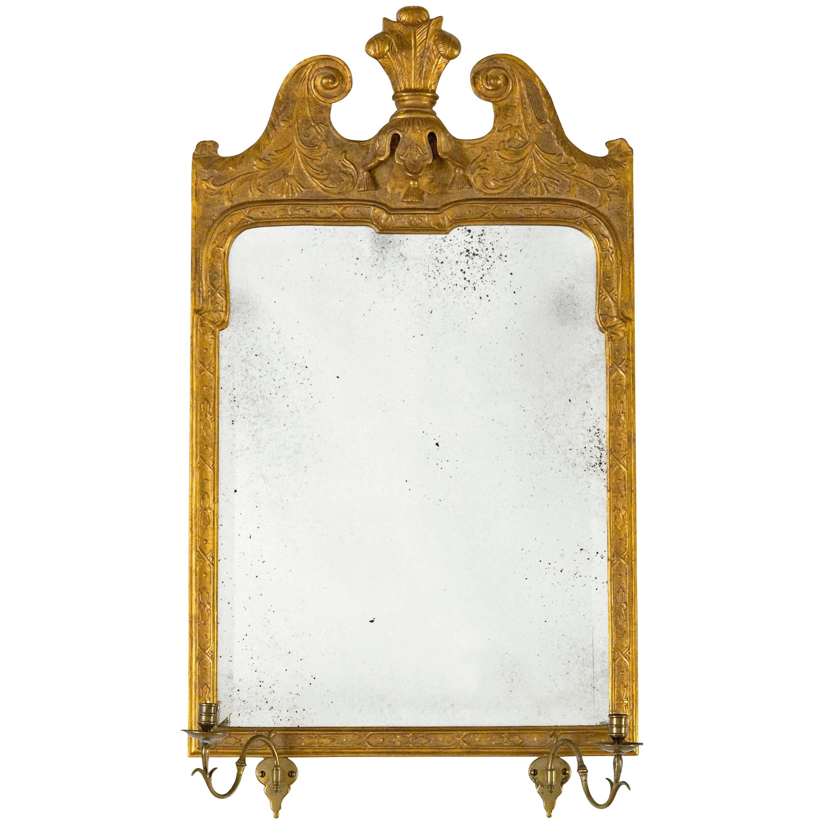 Queen Anne Antique Gold Leaf Mirror