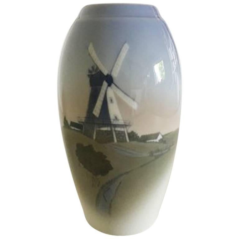 Bing & Grondahl Vase with Mill Motif No. 1302/6251 For Sale