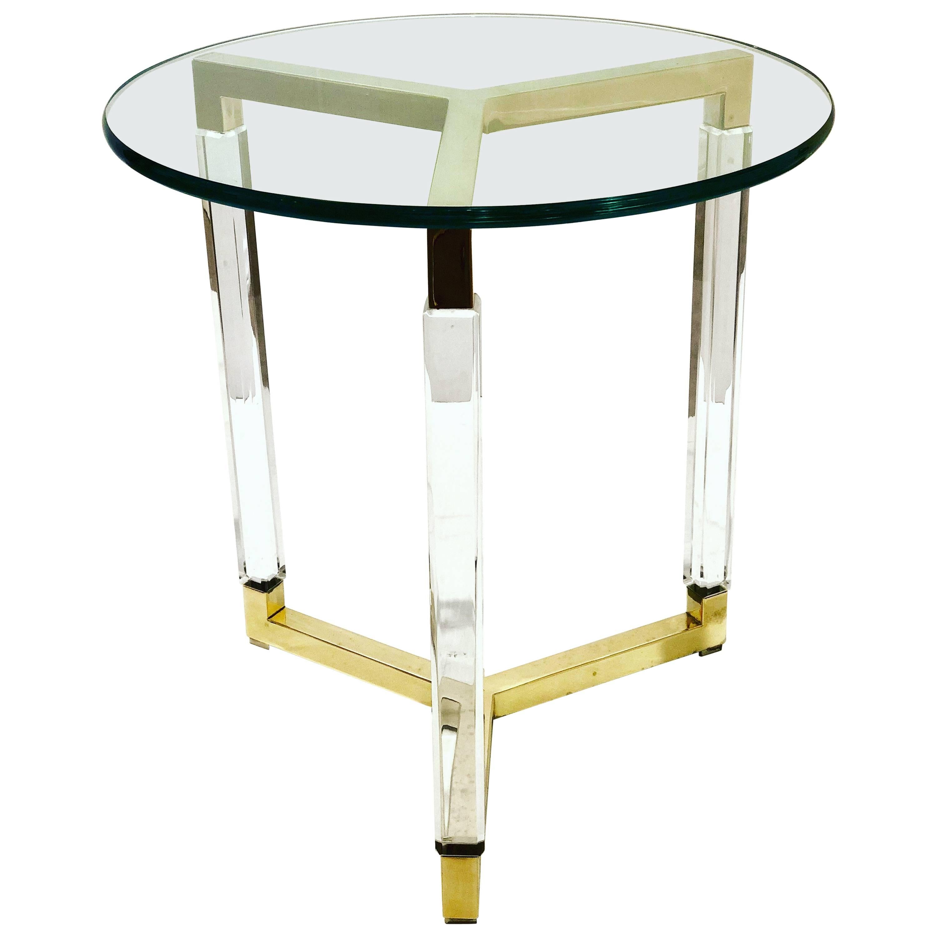 Charles Hollis Jones Metric Line Cocktail Table in Lucite and Brass