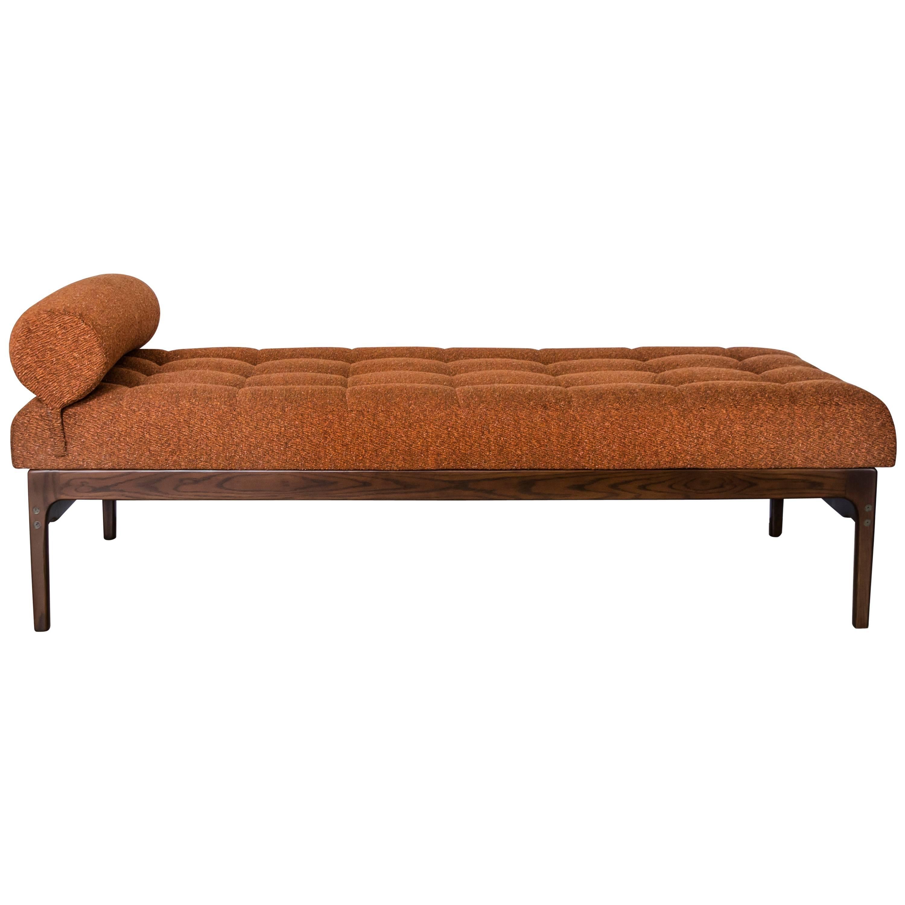 Tufted Bench with Wood Base in the Style of the Barcelona Daybed