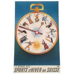 Swiss Winter Sports Travel Poster by Herbert Leupin