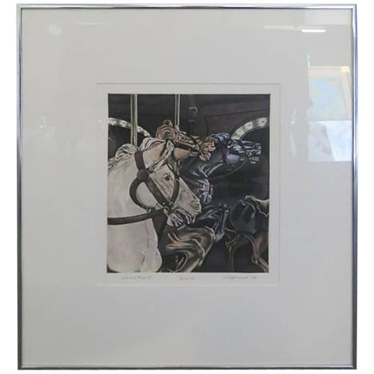 "Neck and Neck ii" Hand Colored Aquatint Signed C. S. Fitzsimonds For Sale