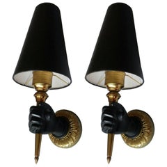French Neoclassical Pair of Sconces by Maison Jansen, 1950s