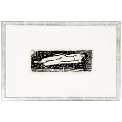 Mid-Century Modern Framed Nude Woodcut Artist Proof Signed Milton Avery, 1950s